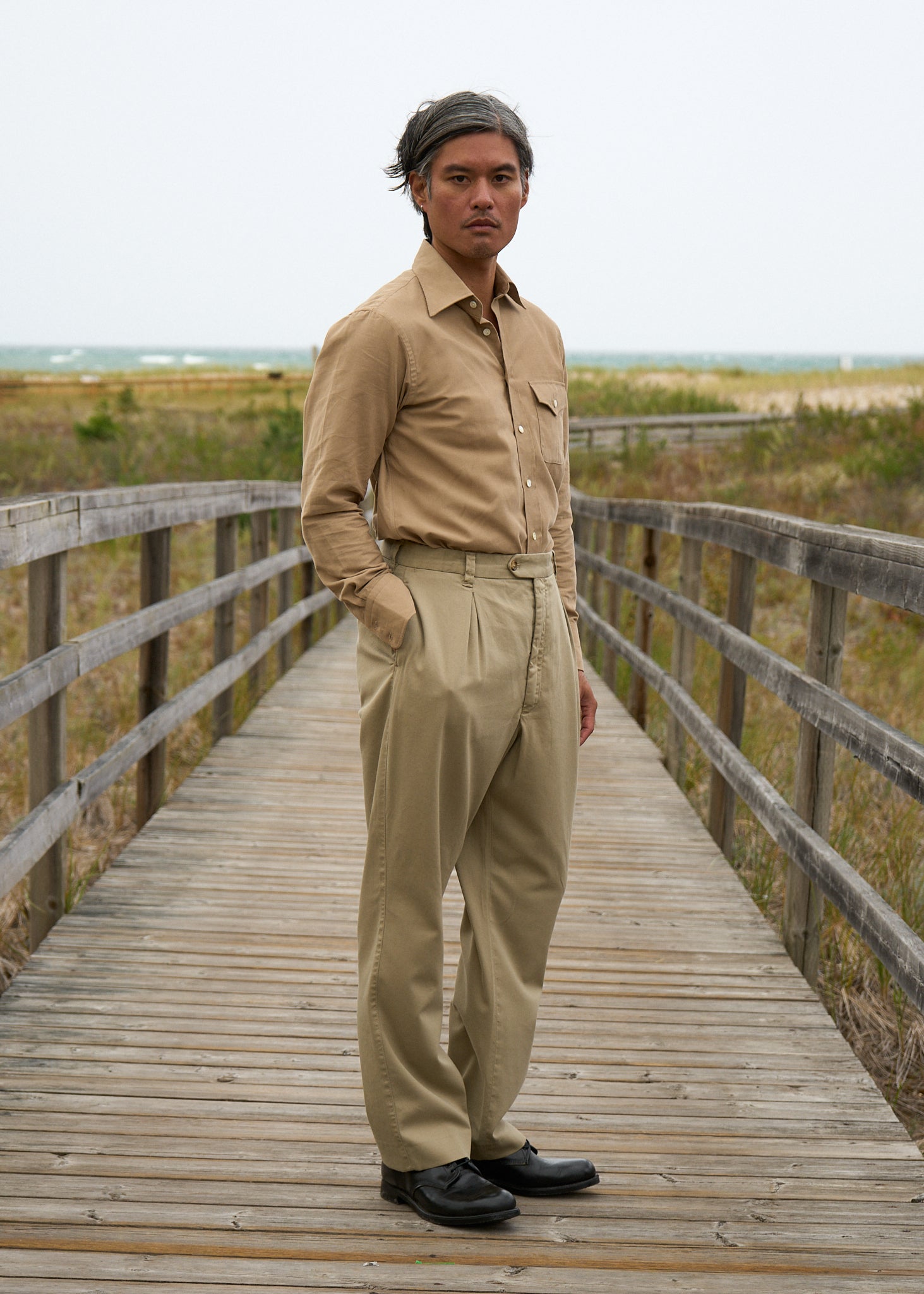 dante trouser in cotton basketweave