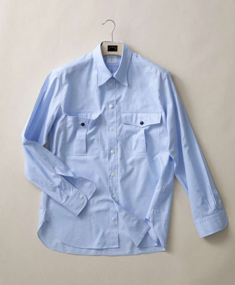 House Shirt in Sea Blue Cotton Poplin